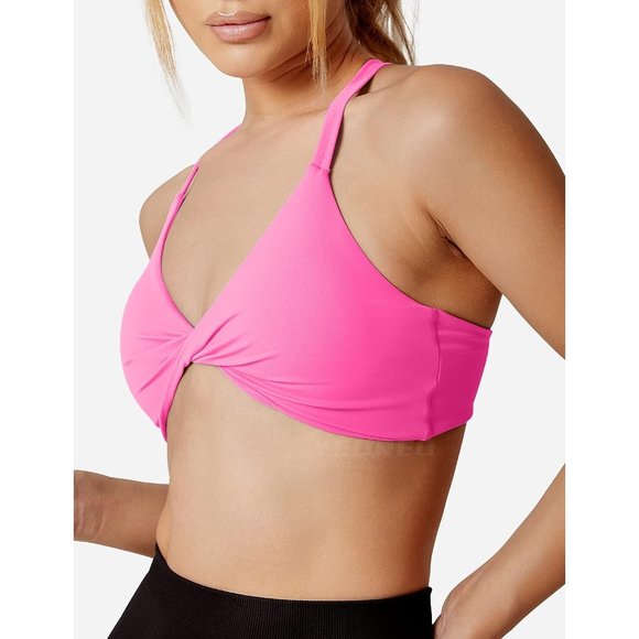 Women Sports Bra Padded Criss Cross Back Low Tank Tops - Picture 4 of 6